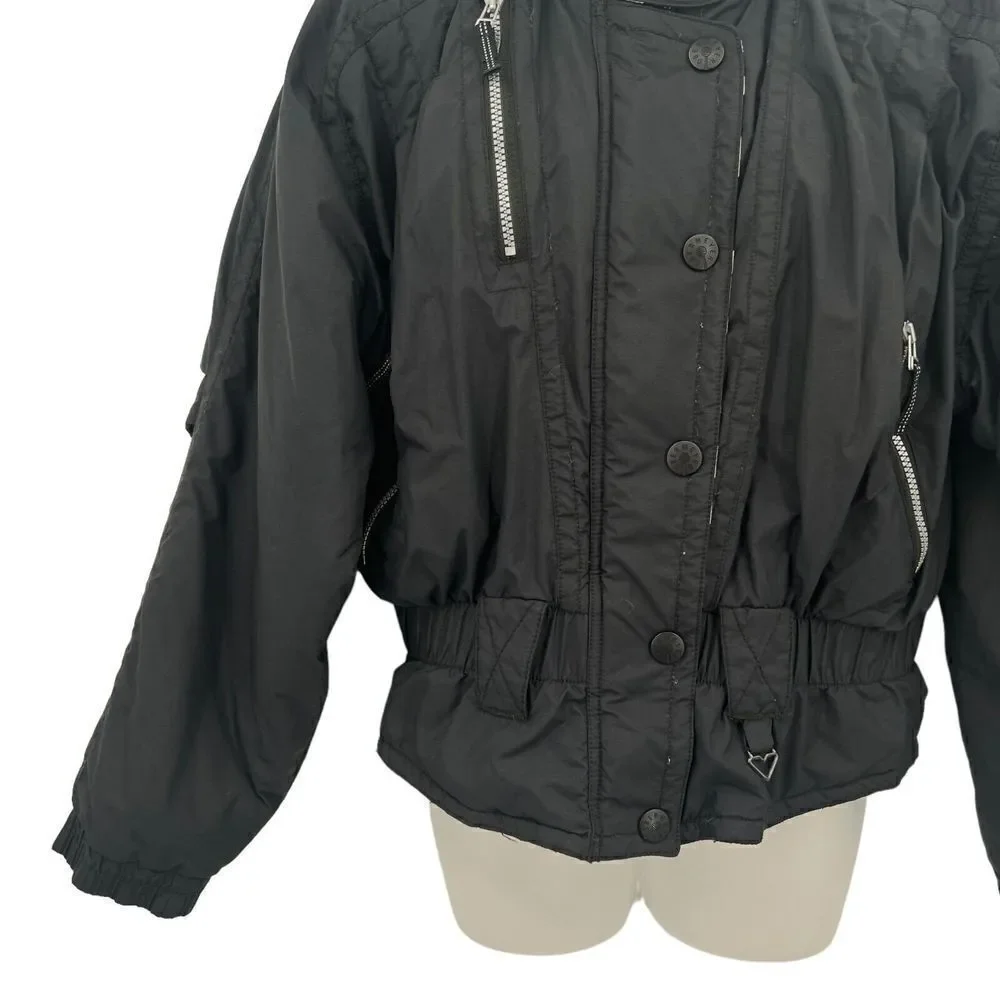 OBERMEYER Nell Jacket Womens 12 Black Puffer Coat Ski Snowboard Bomber Crop
